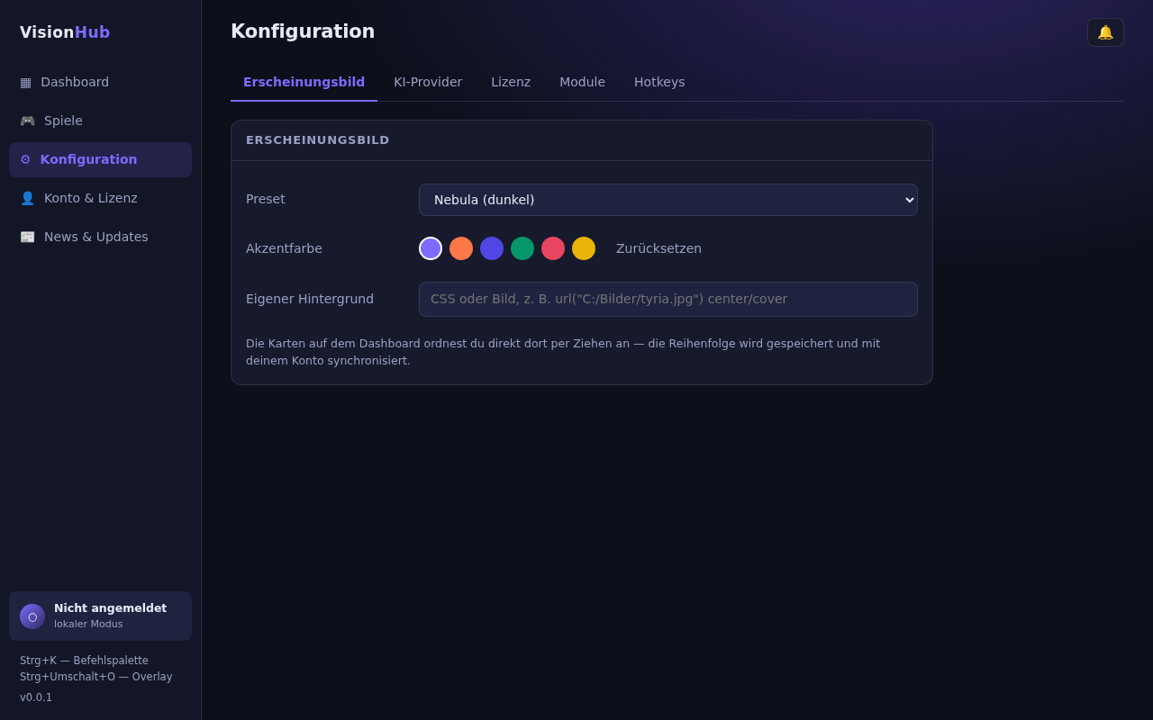 Konfigurationsseite mit Theme-Auswahl und Akzentfarben